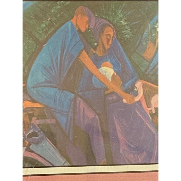 Pro - Framed Wall Art 6 X 6 in. Man, Woman, Child on Bicycle Double matted EUC - Picture 8 of 16